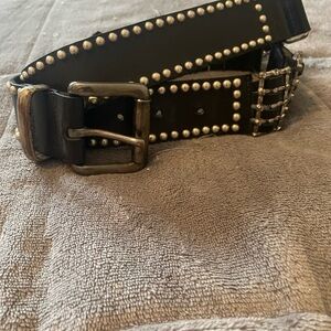 Leatherock Studded Black Leather Belt